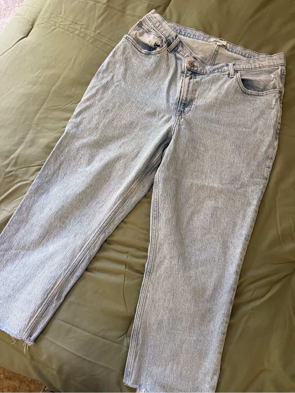 Abercrombie & Fitch Curve Love Light Wash Straight-Leg Jeans -